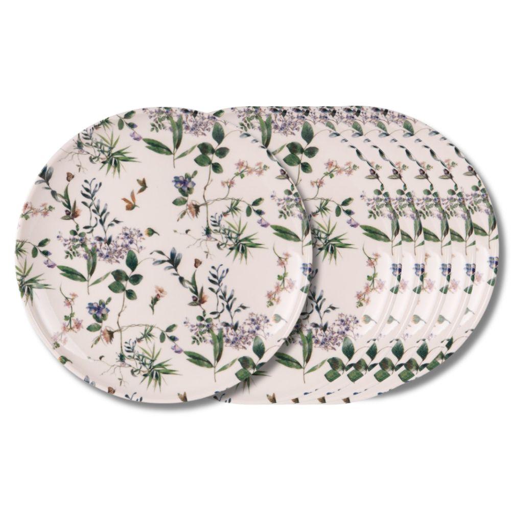 Lot de 6 assiettes plates fleuries 27 cm en faïence Lot de 6 assiettes plates fleuries 27 cm en faïence