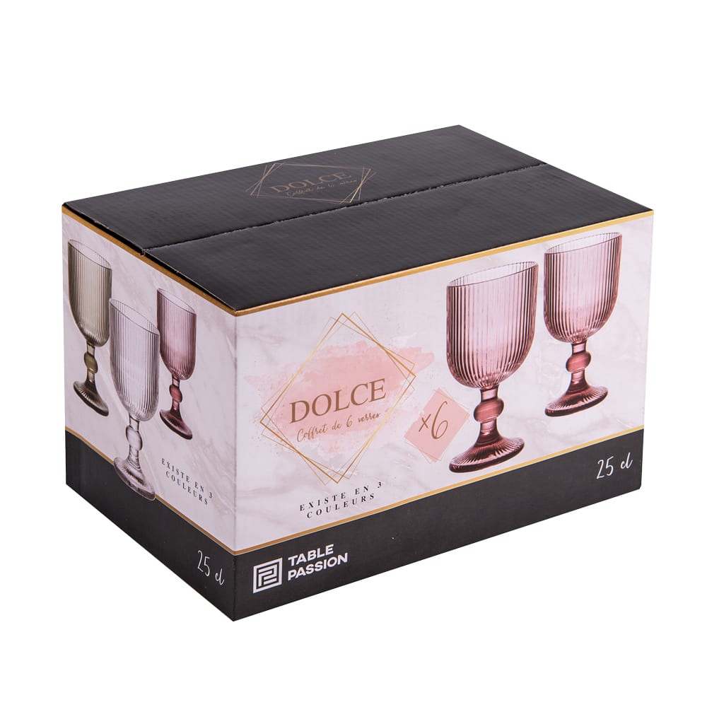Boite de 6 verres à pied 25 cl transparent / cristal - Maisons du Monde