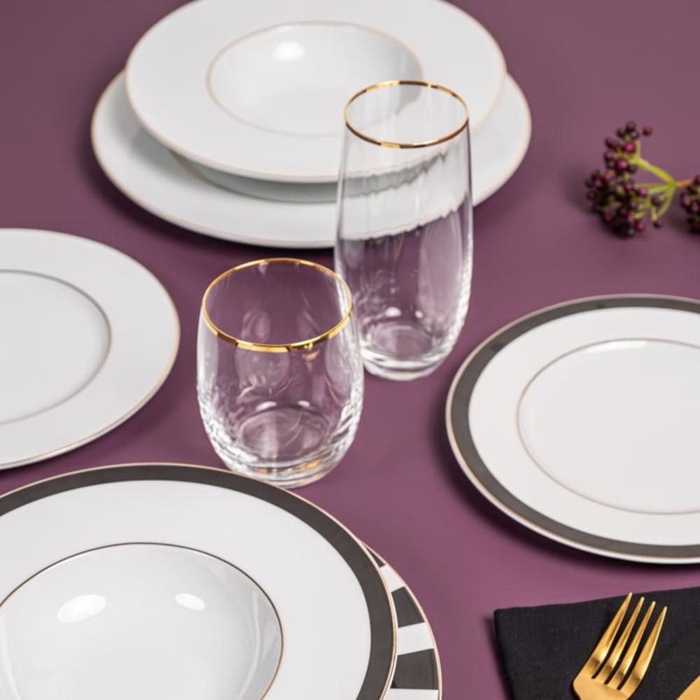 Boite de 6 gobelets bas Waterfall filet or 30 cl transparents / - Maisons du Monde