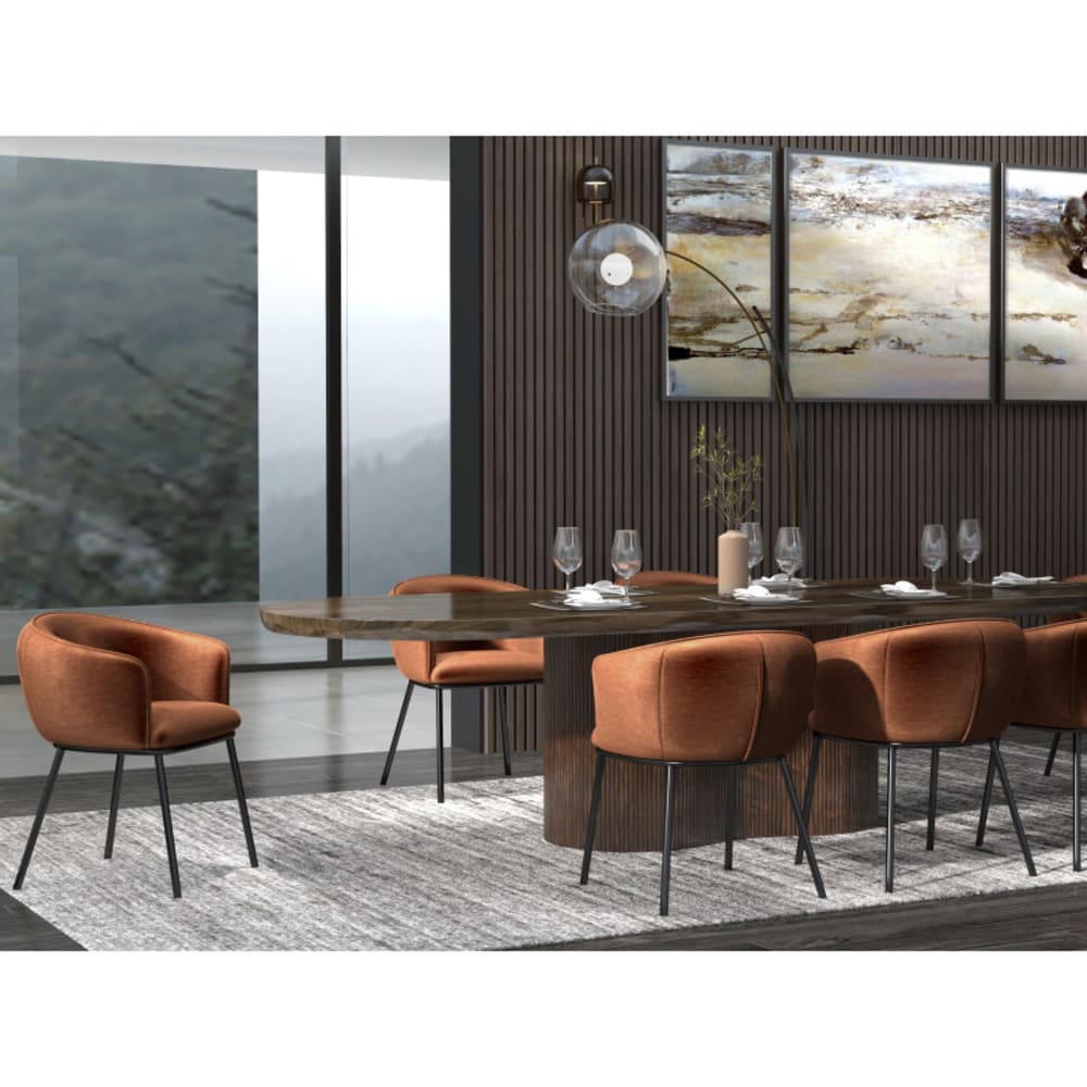 ALVIN- Fauteuil de table en velours Rétro Terracotta