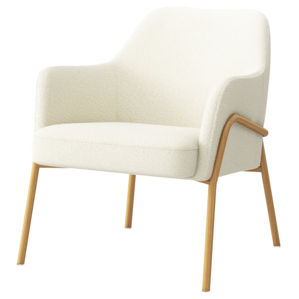 Fauteuil lounge en tissu bouclé ecru