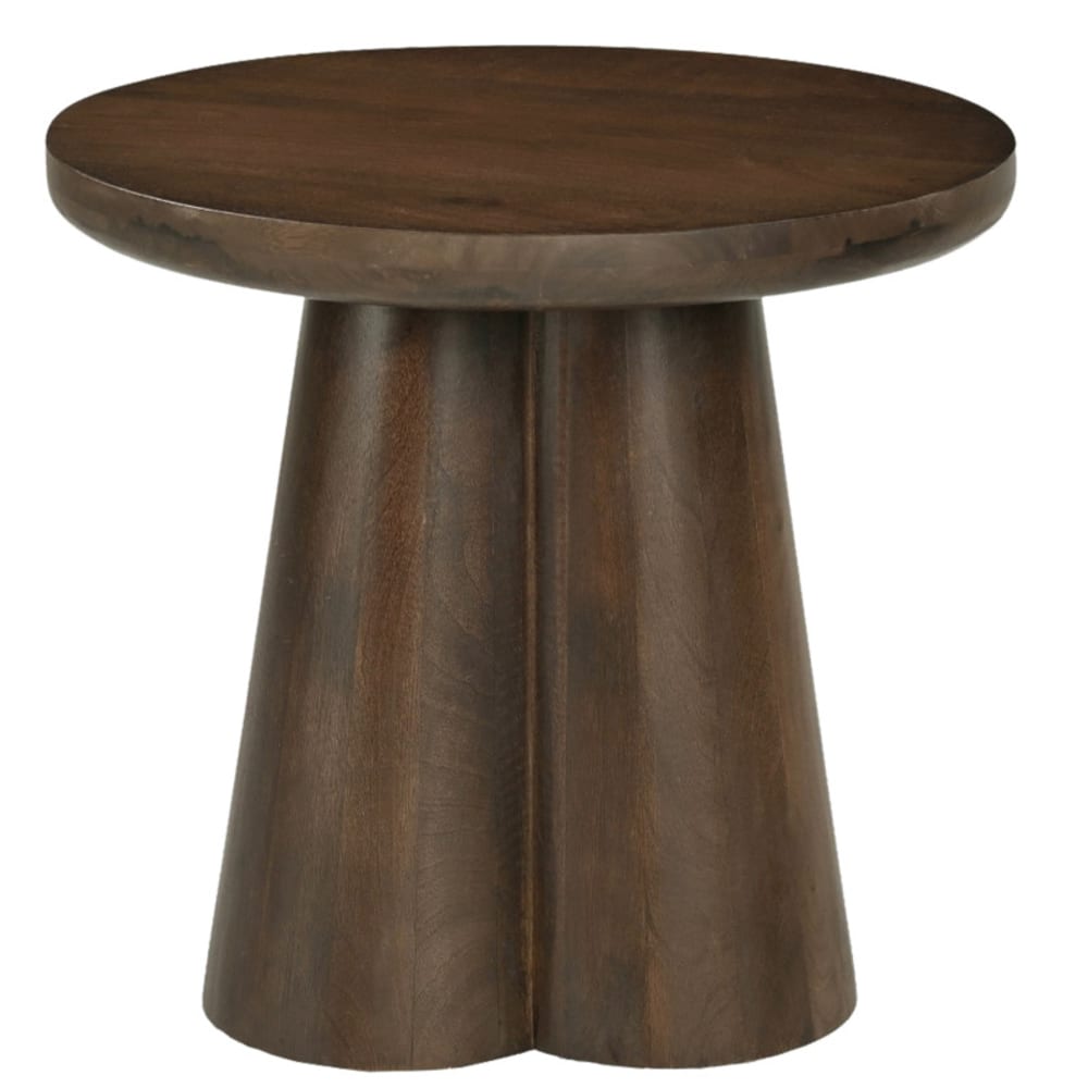 Table basse ronde 50 cm en bois massif brun