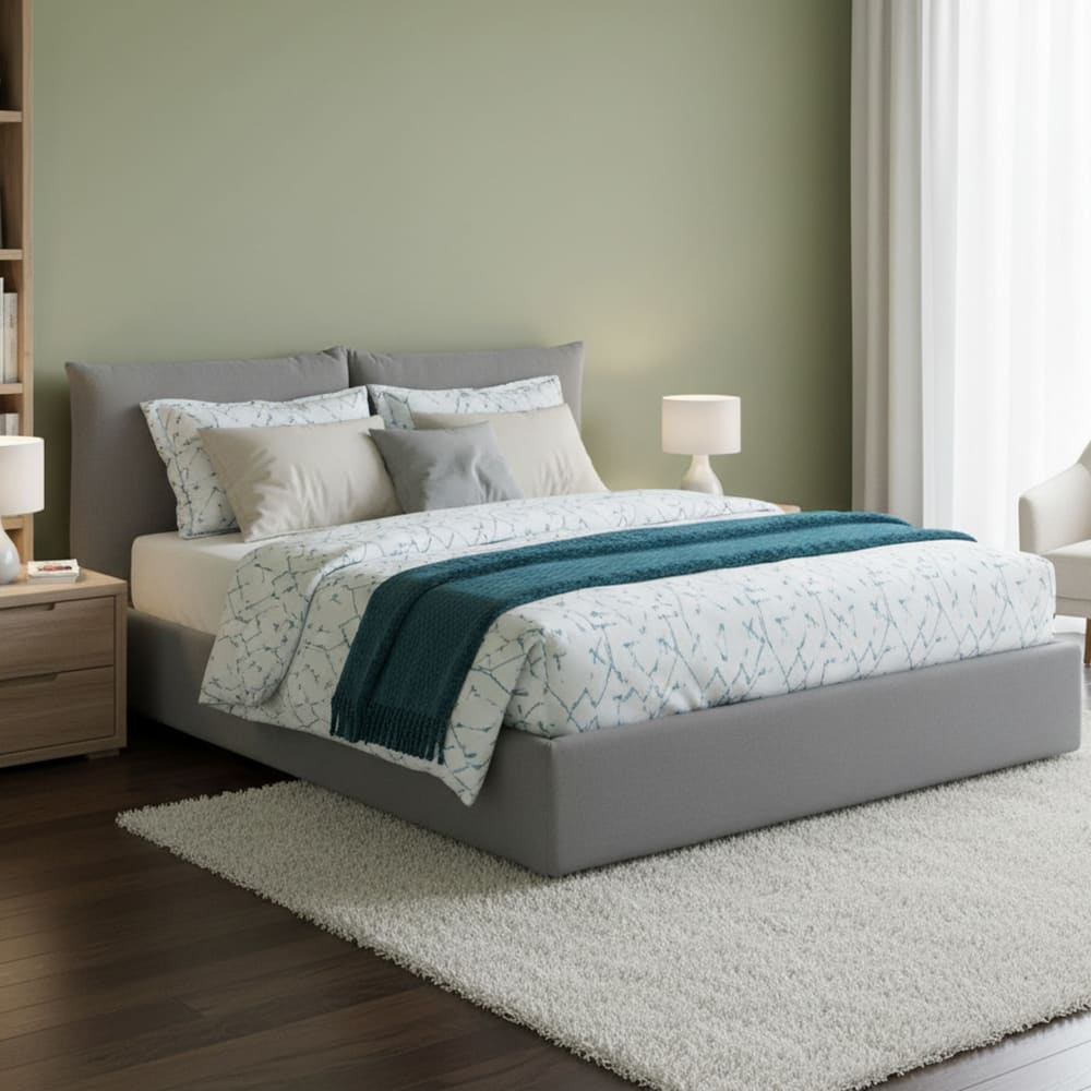 Doppelbett aus grauem Stoff 160x200 cm - Maisons Du Monde