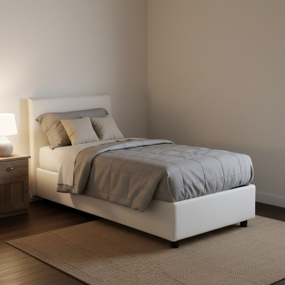 Einzelbett aus weißem Stoff 80x190 cm - Maisons Du Monde