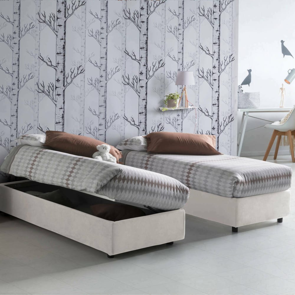 Einzelbett aus weißem Stoff 80x190 cm - Maisons Du Monde