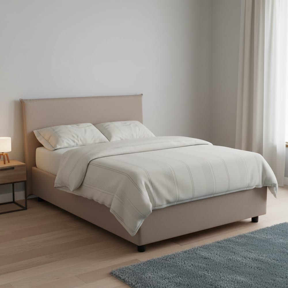 Queensize-Bett aus taubengrauem Stoff 120x190 cm - Maisons Du