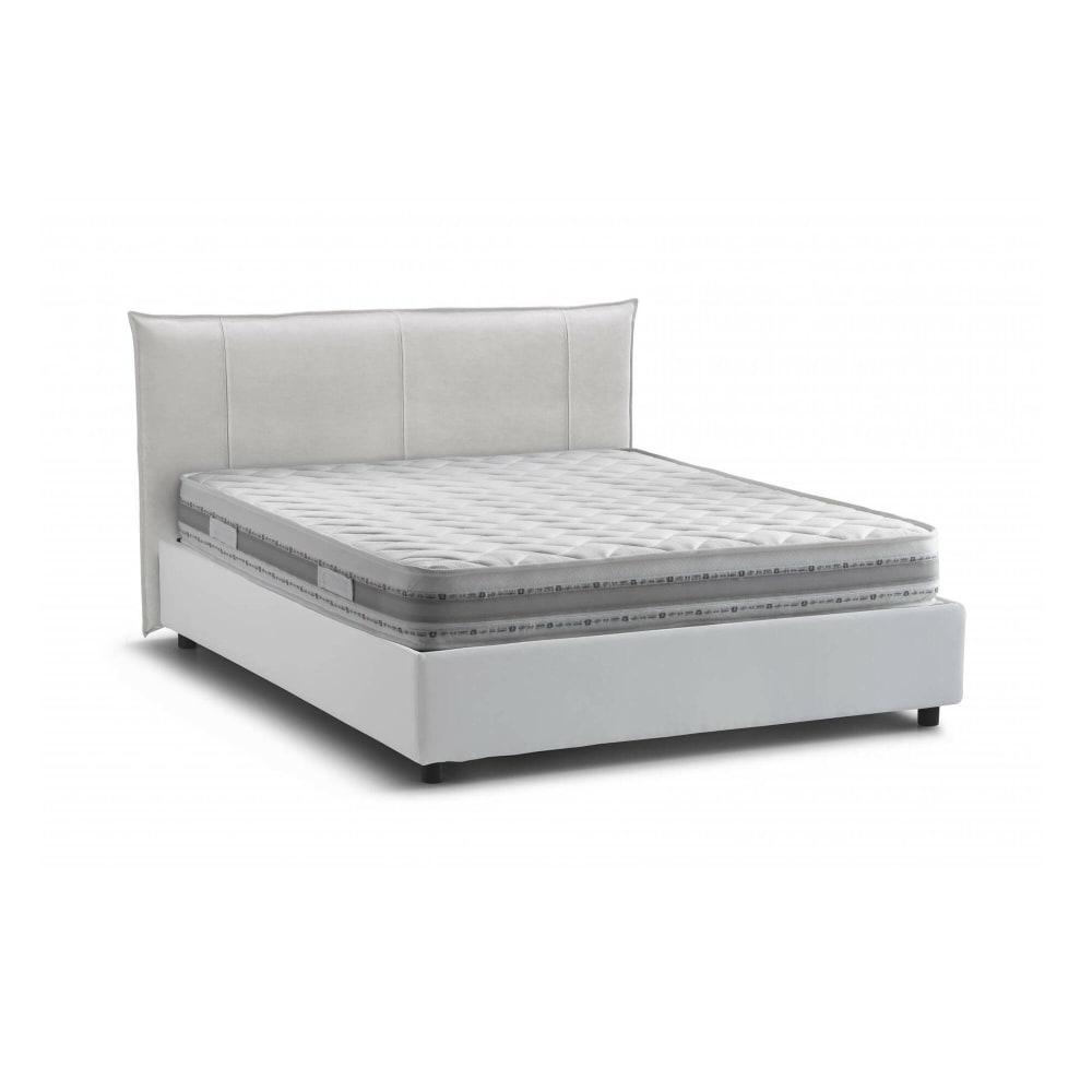 Lit double en tissu blanc 160x200cm