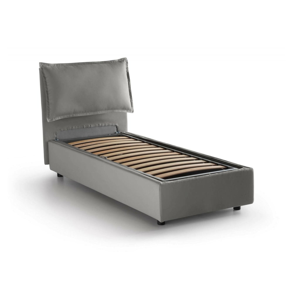 Lit simple en tissu gris