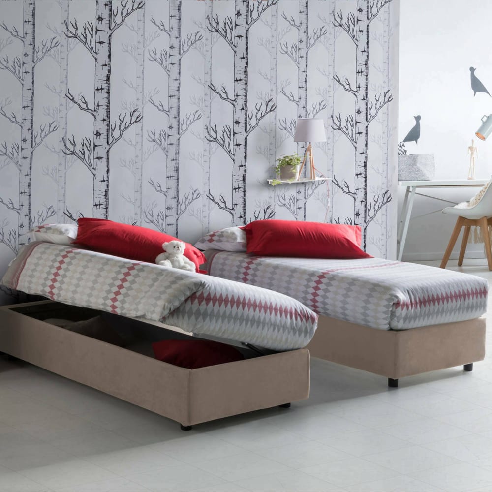 Einzelbett aus taubengrauem Stoff 80x190 cm - Maisons Du Monde