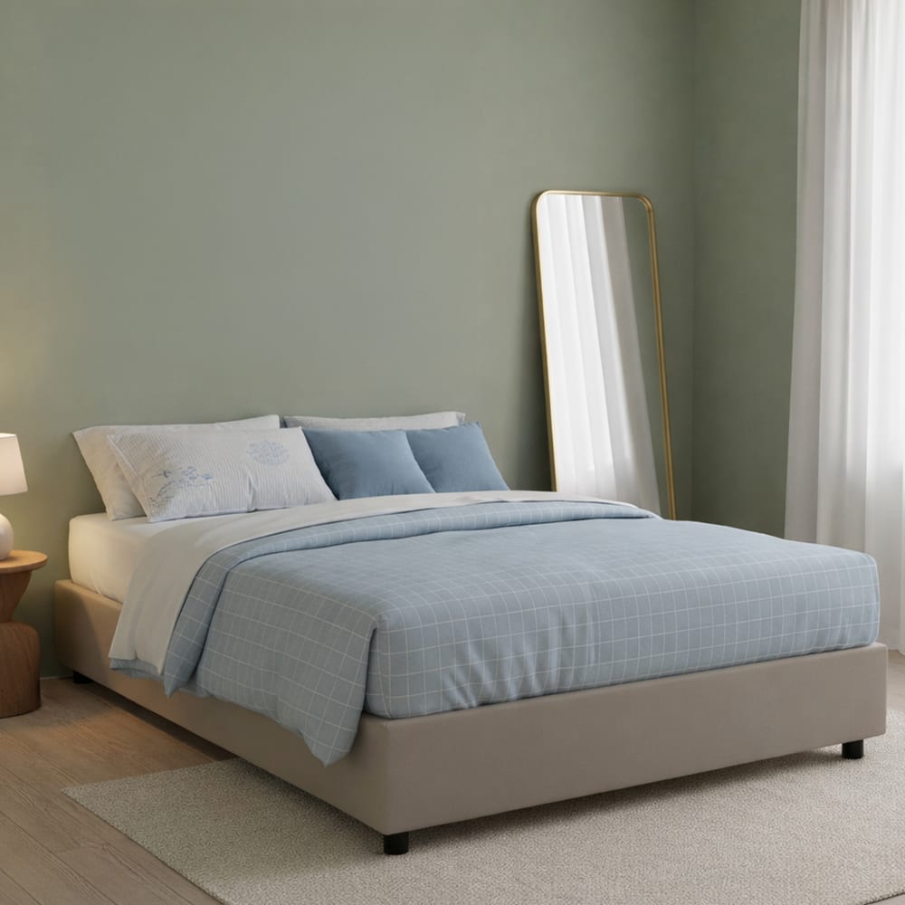Lit double en tissu tourterelle 160x190 cm - Maisons du Monde