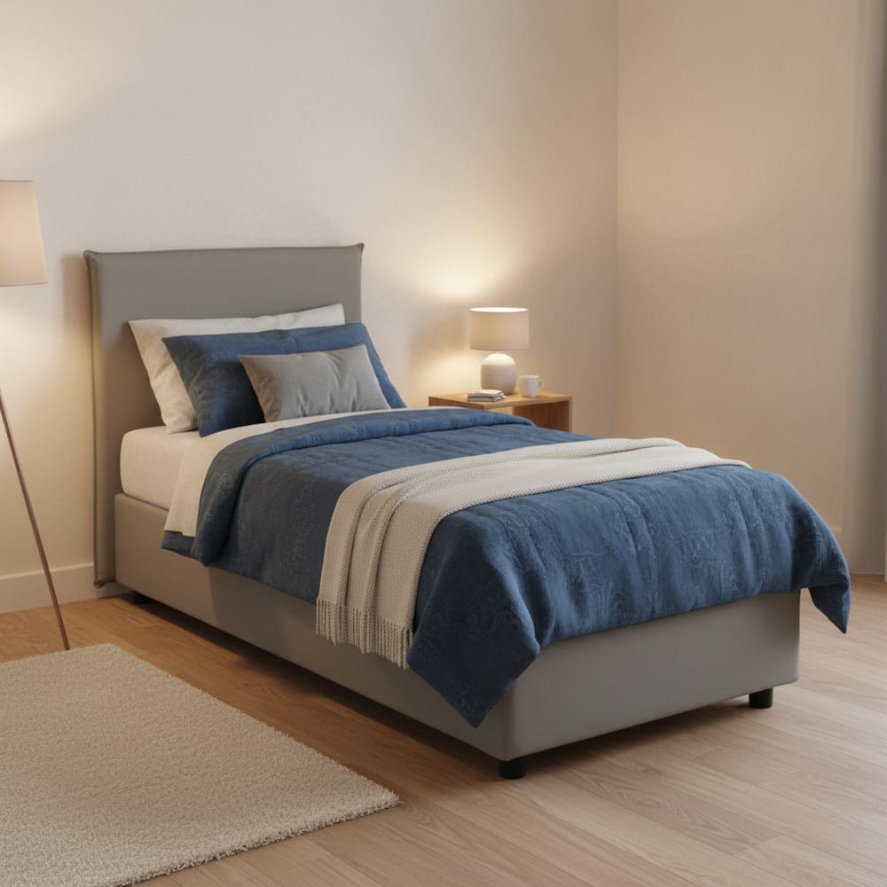 Lit simple en tissu gris 80x190 cm - Maisons du Monde