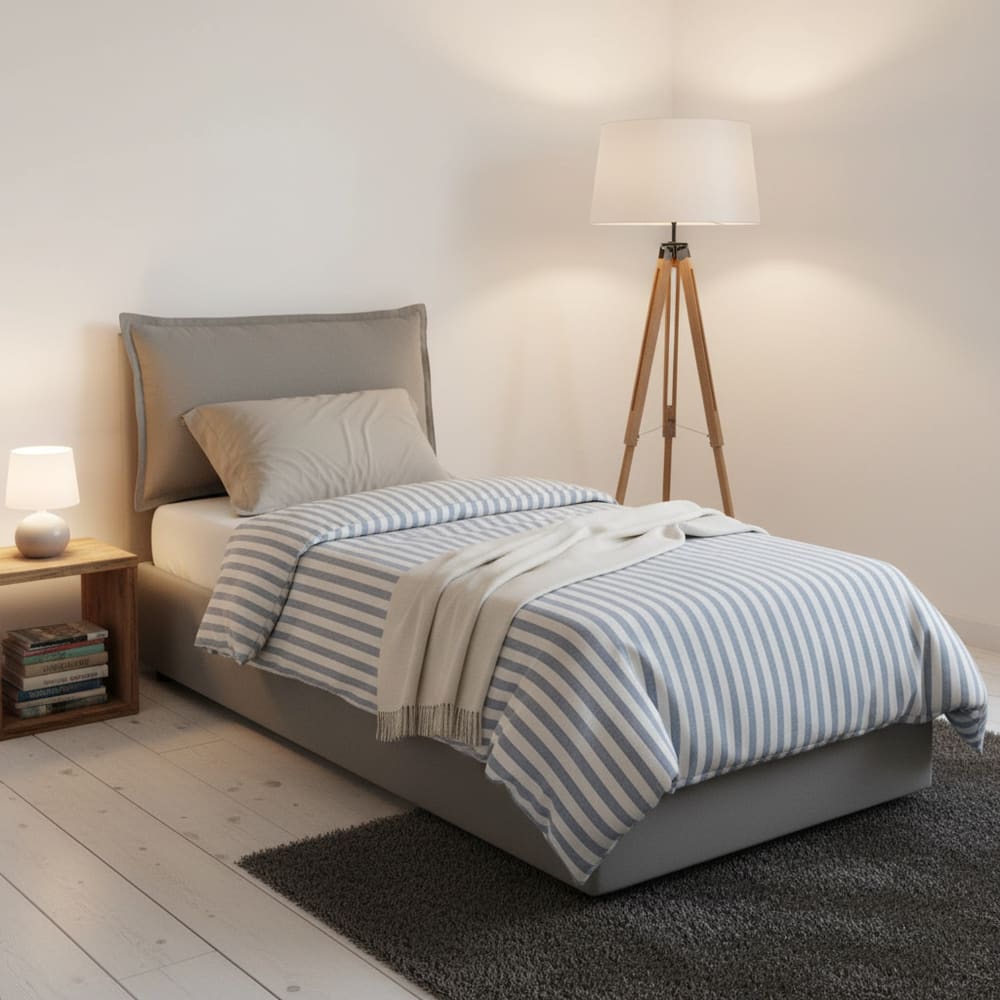 Lit simple en tissu gris 80x190 cm - Maisons du Monde