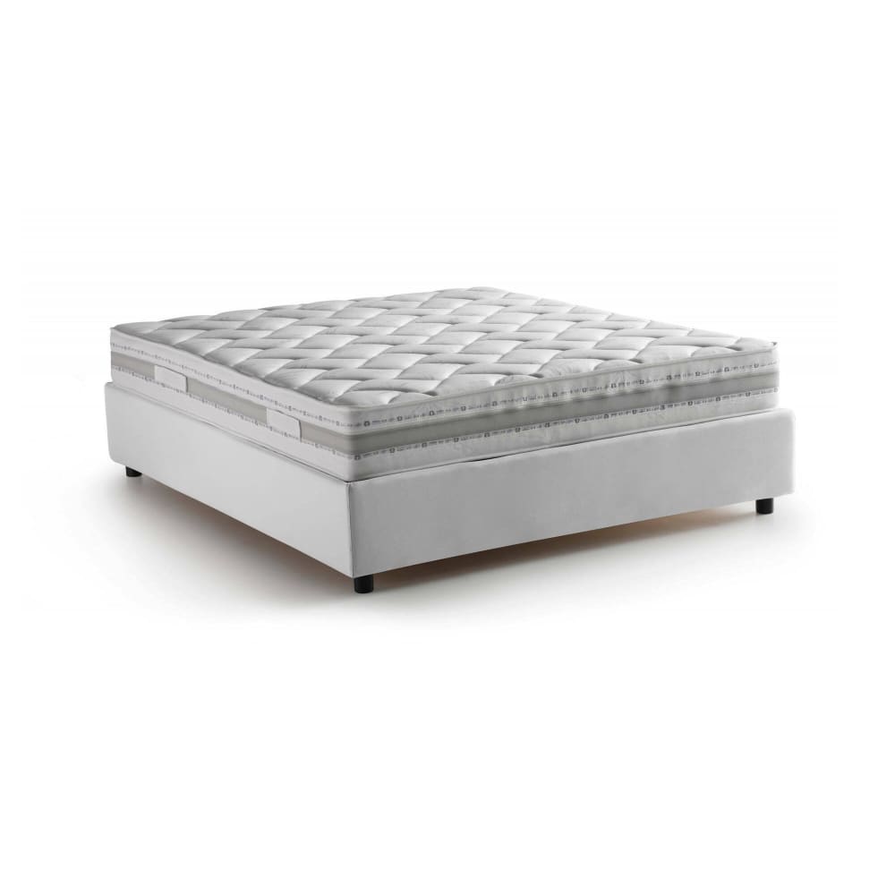 Lit double en tissu blanc 160x190 cm