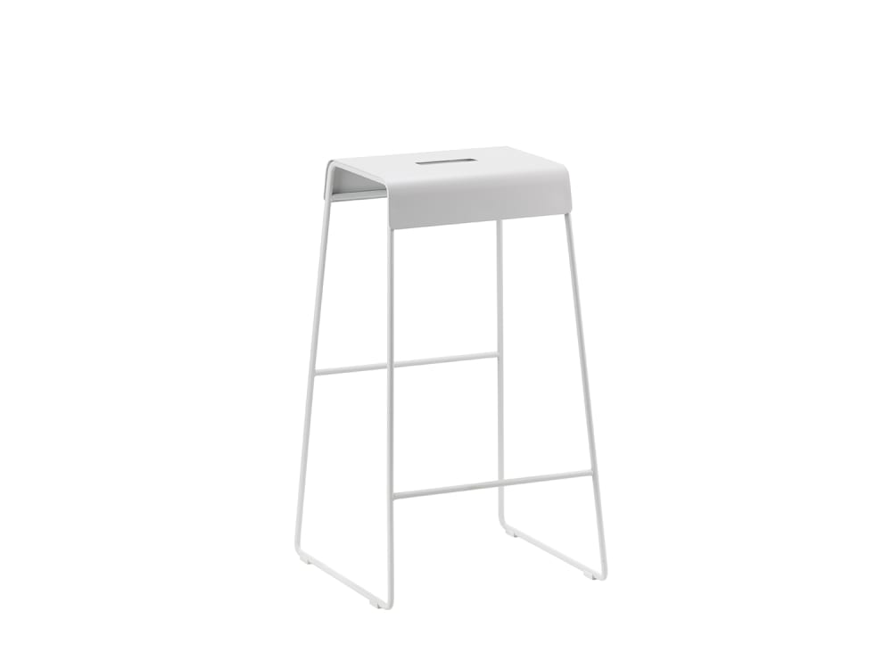 Tabouret de bar en acier laqué gris clair