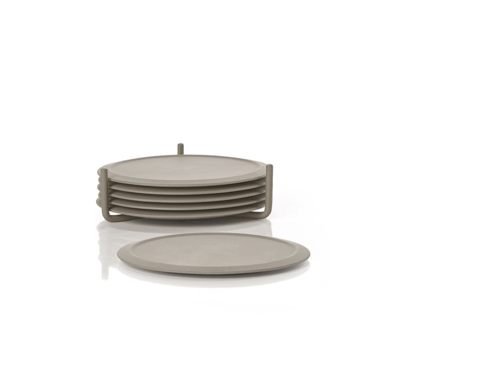 Set de 6 dessous de verre en silicone avec support métal taupe