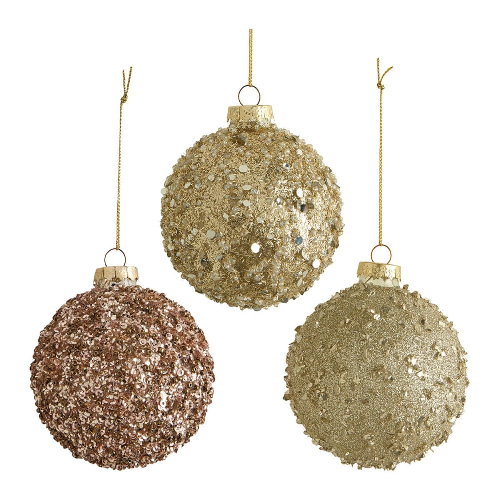 Coffret de 3 boules décoratives comète pailletées en verre