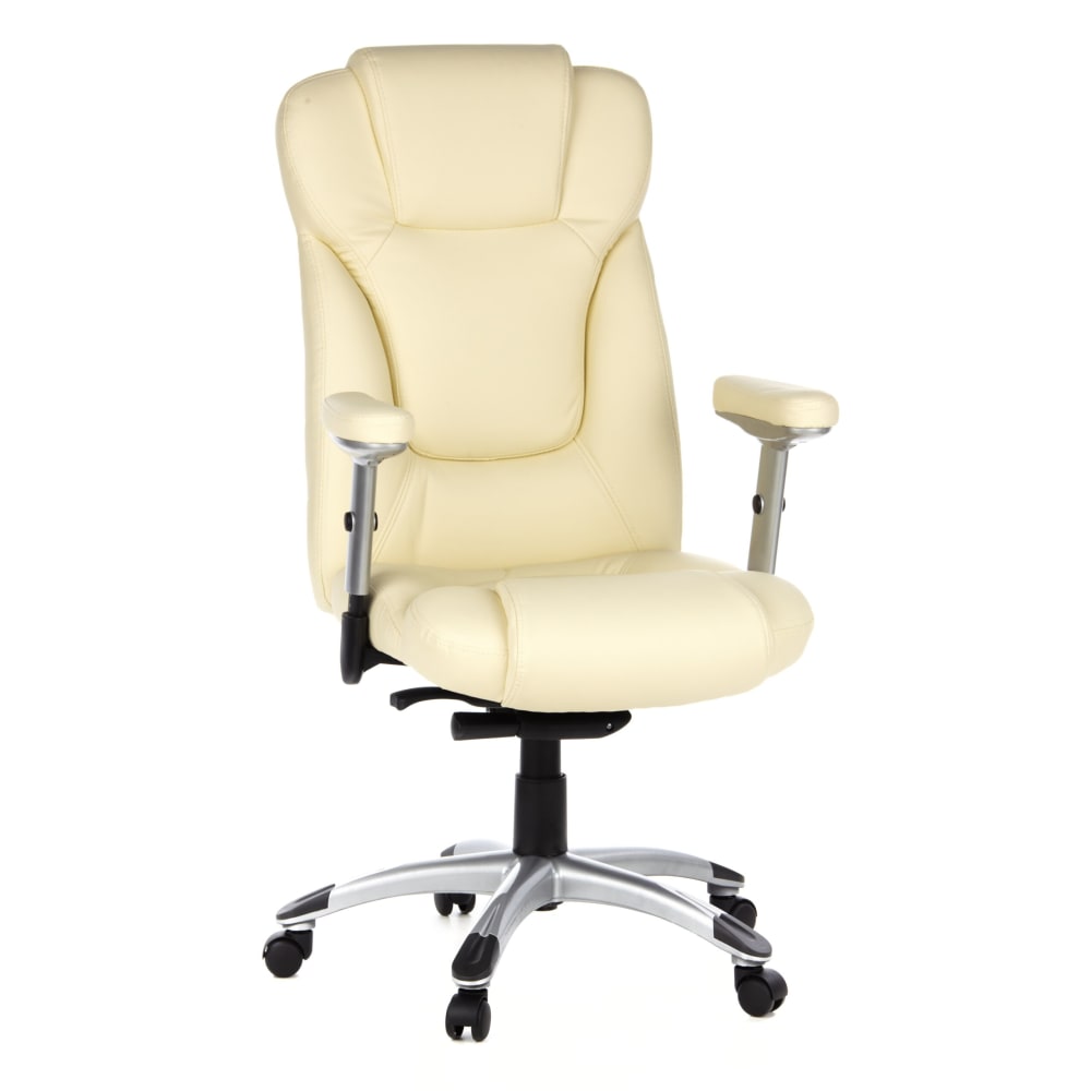hjh OFFICE Profi Chefsessel aus Kunstleder, Cremeweiß - Stoff