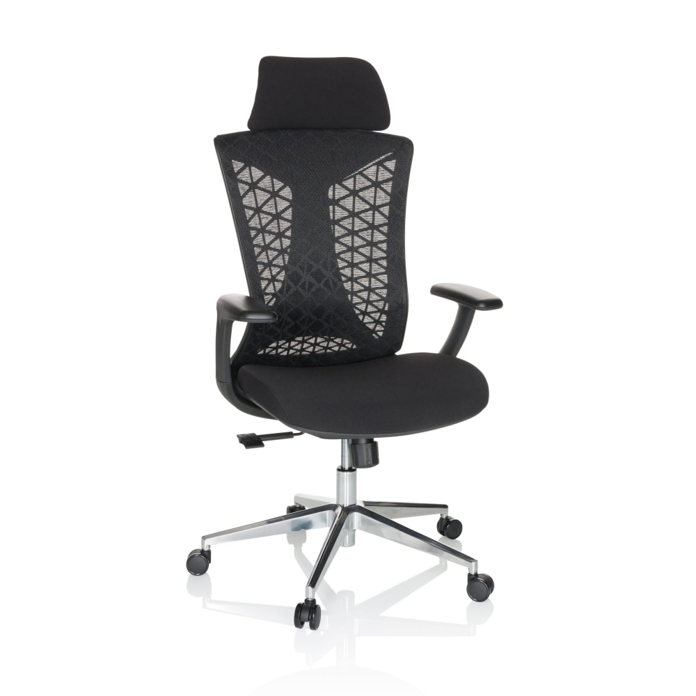 hjh OFFICE Profi Bürostuhl aus Stoff / Netzstoff, Schwarz Schwarz
