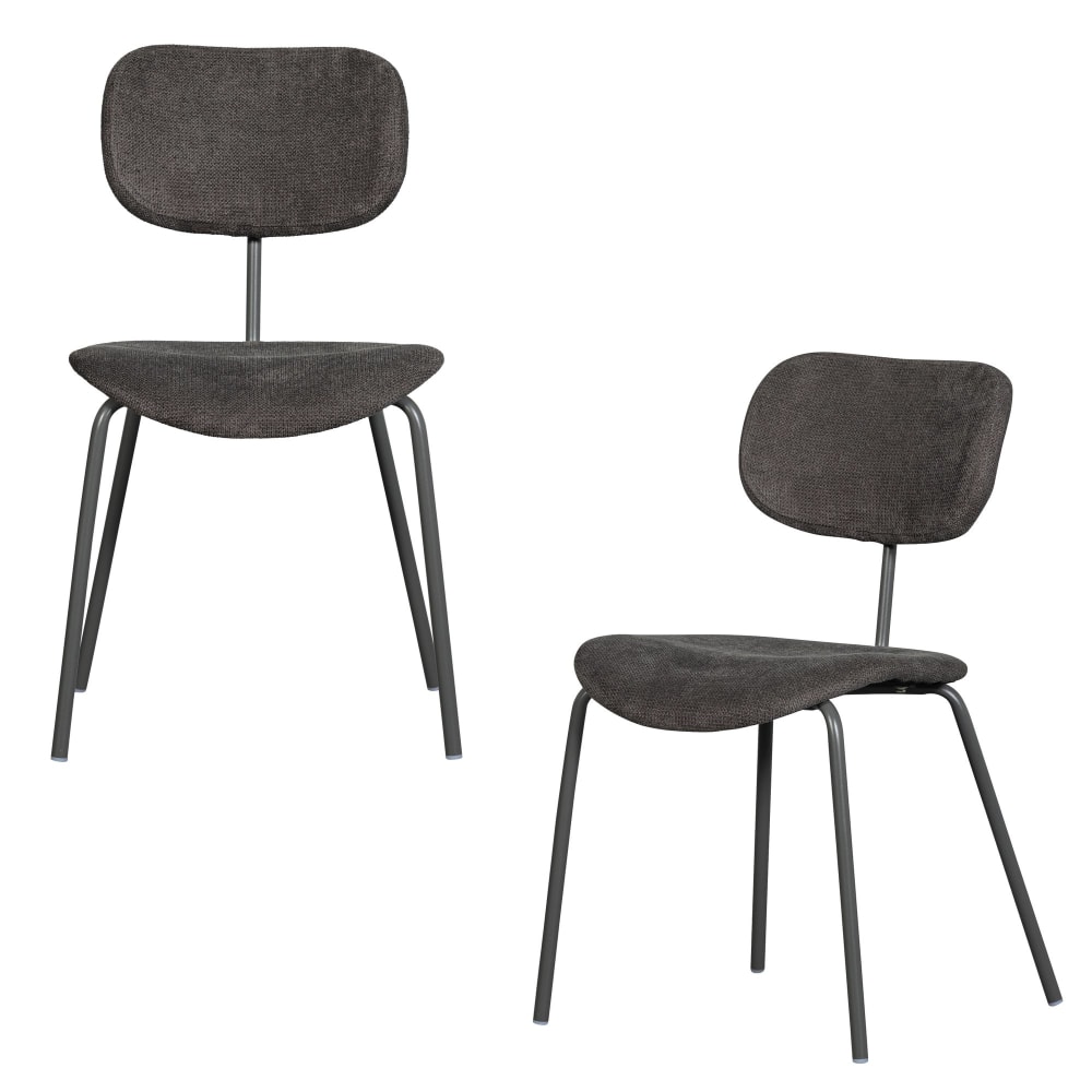 WOOOD 2er Set Esszimmerstühle aus Rippstoff, Grau style modern Grau Pes - Polyester