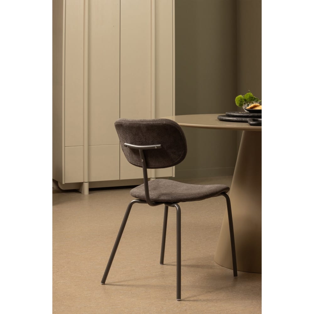 2er Set Esszimmerstühle aus Rippstoff, Grau - Maisons Du Monde