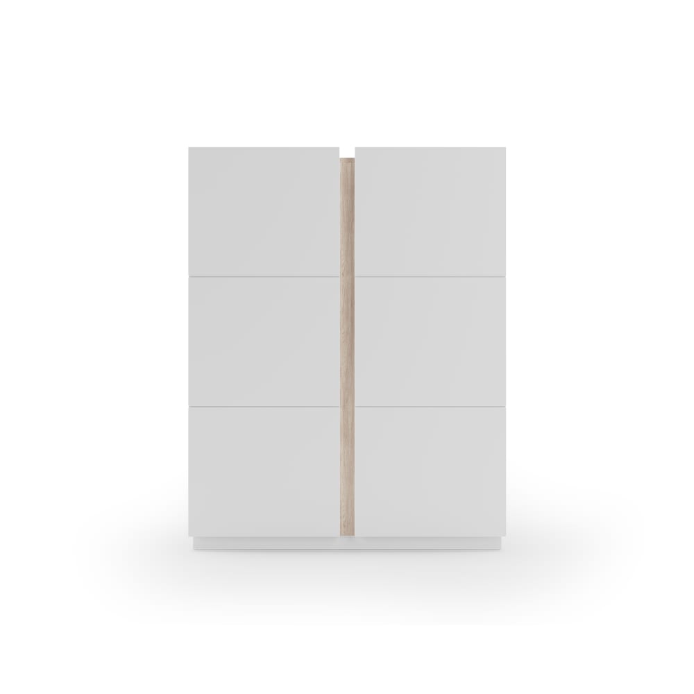 Meuble à chaussures mélaminé blanc détail chêne clair 122x95x35 cm