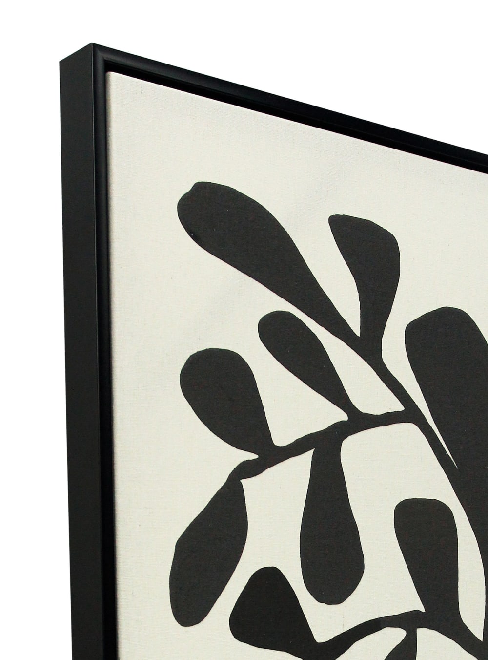 Tableau en lin avec impression 3d feuilles beige et noir 72x52x4 cm — vue 4