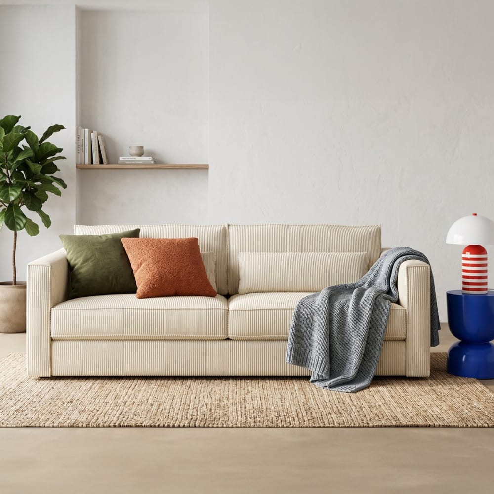 Canapé 3 places en velours côtelé beige - Maisons du Monde