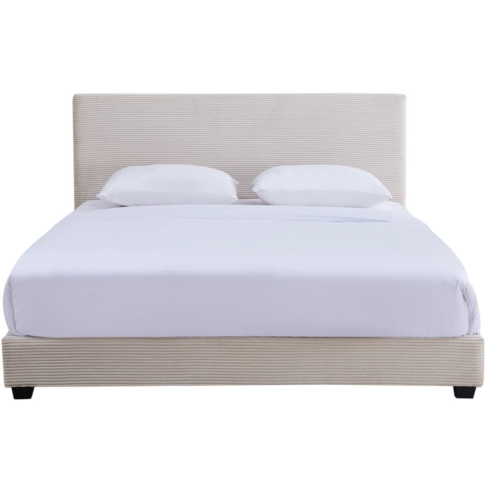 Lit 180x200 cm avec tête de lit en velours côtelé beige