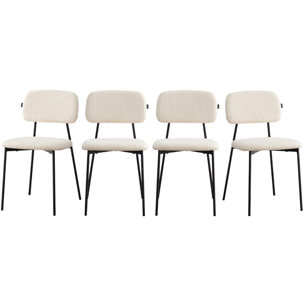 Lot de 4 chaises en velours côtelé beige