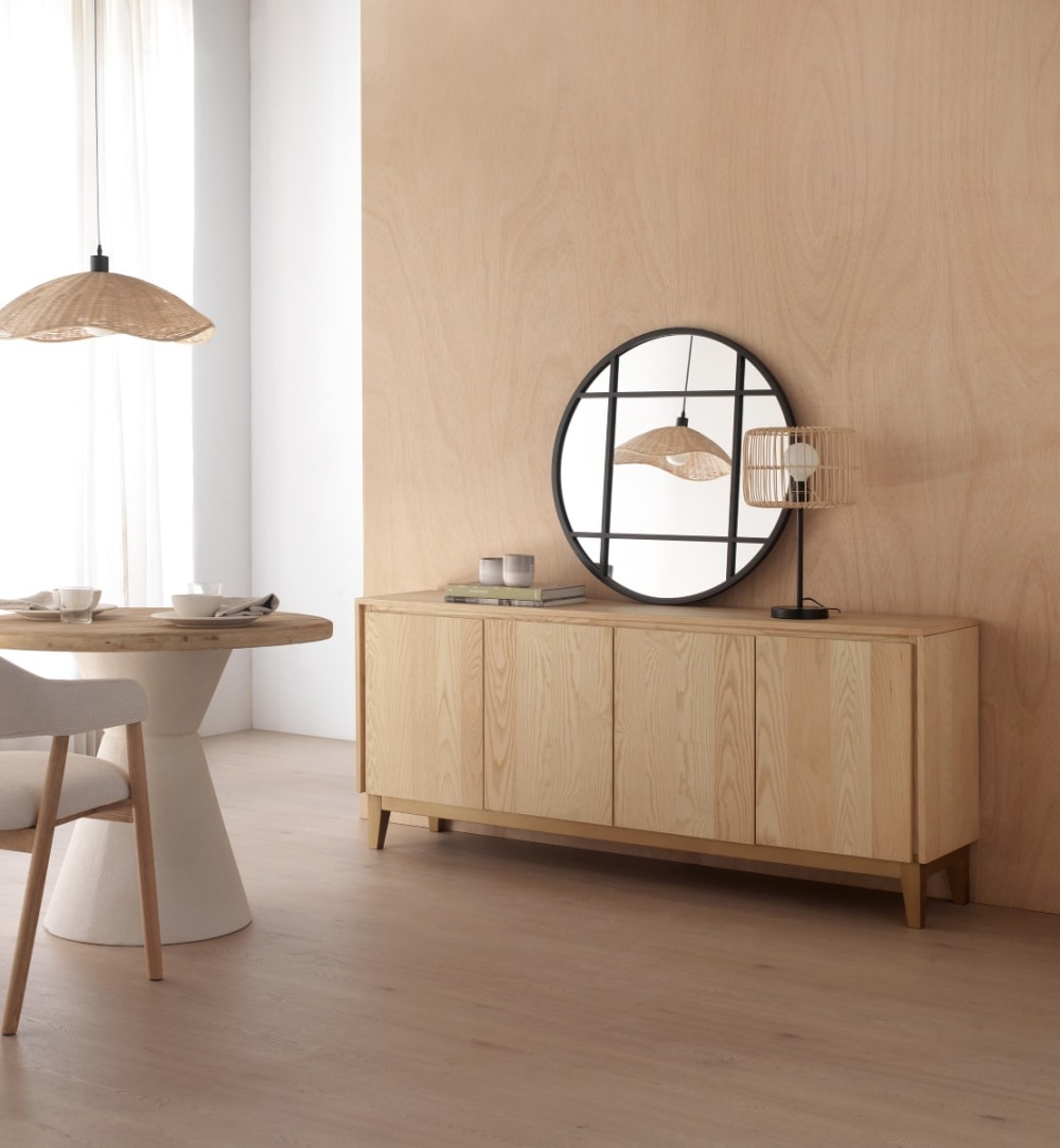 Miroir rond diamètre 80 avec encadrement en métal noir - Maisons du Monde