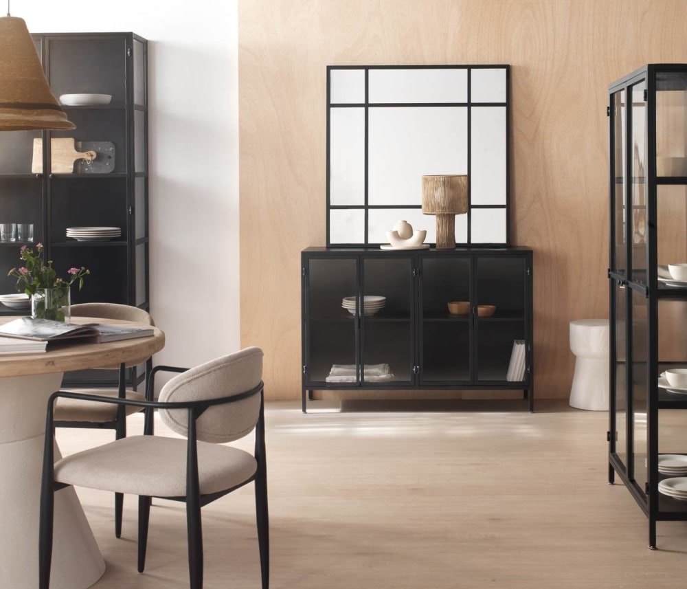 Miroir carré 120x120 avec structure en métal noir - Maisons du Monde