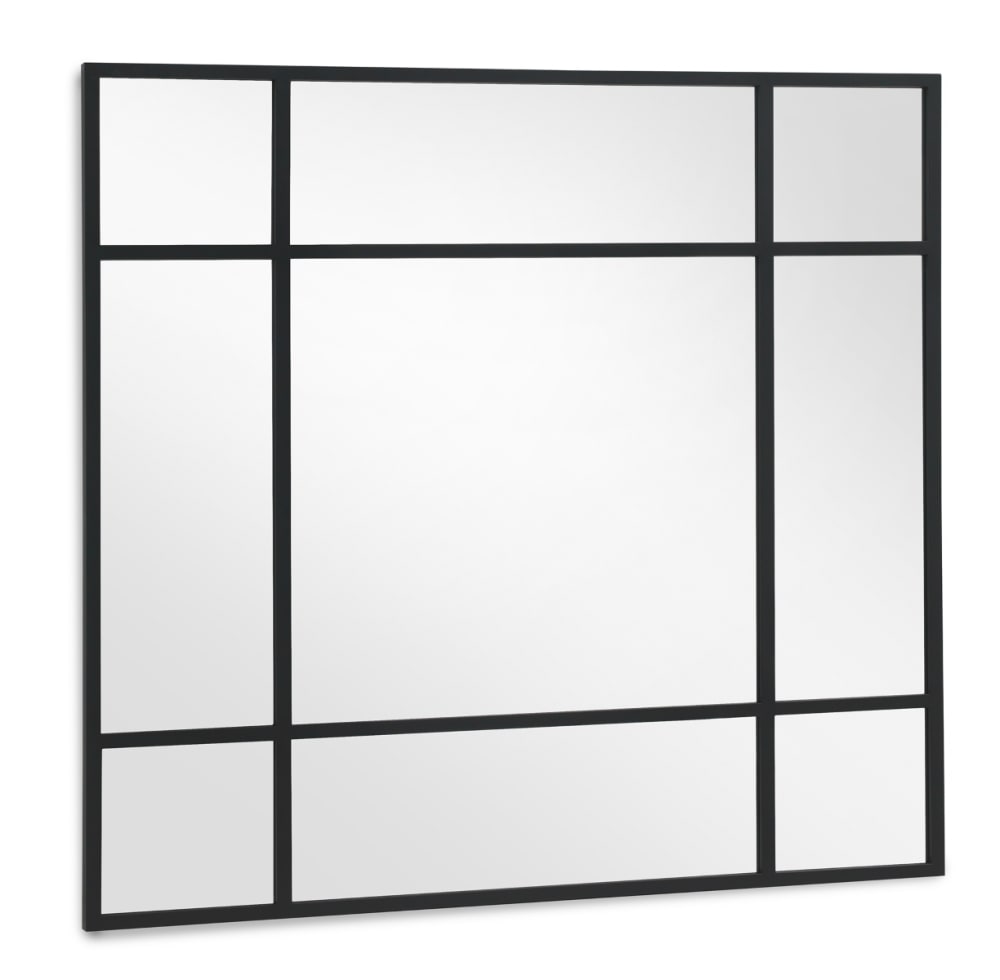 Miroir carré 100x100 carré structure métal noir
