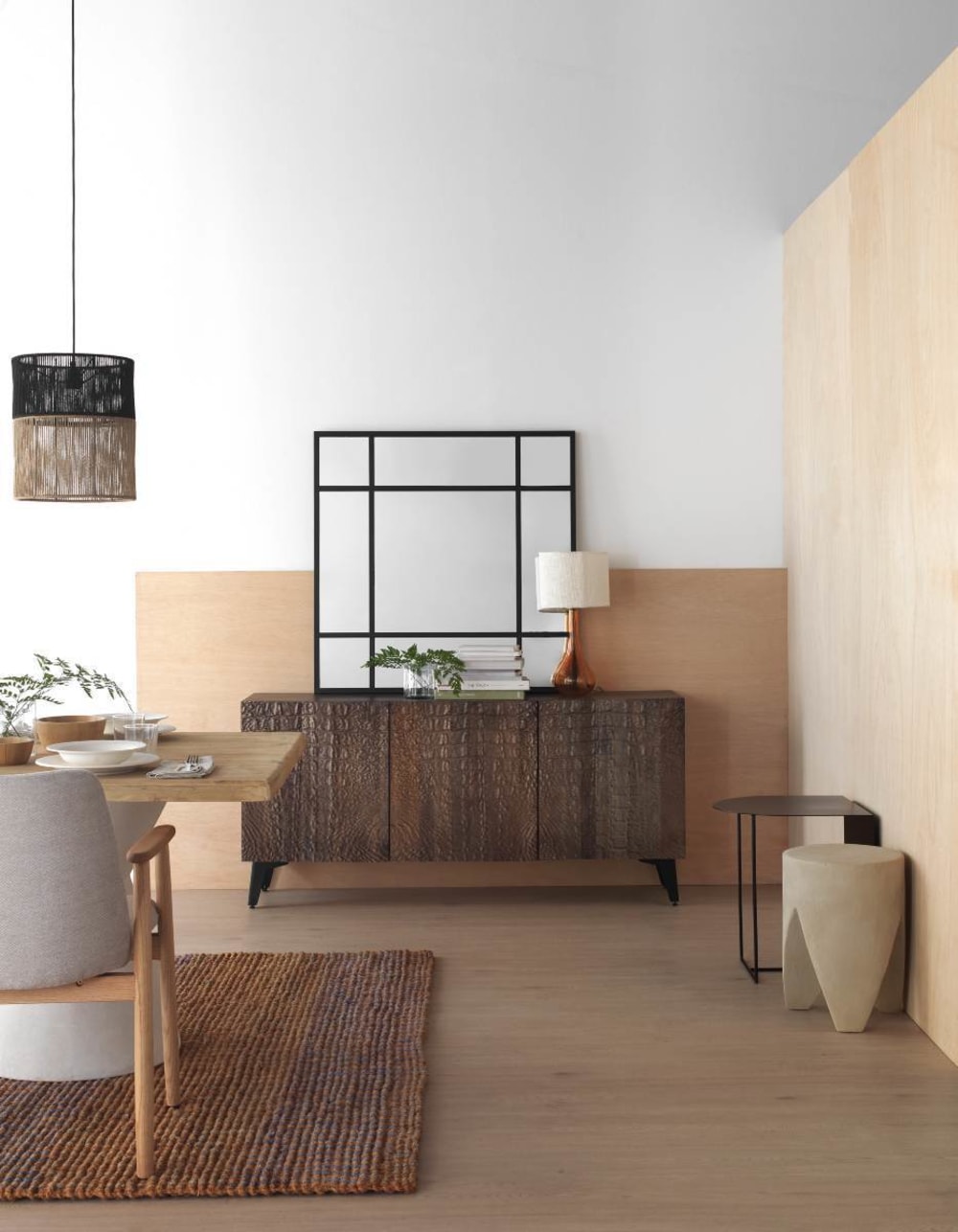 Buffet 3 portes en bois de manguier imitation cuir caïman bronze - Maisons du Monde
