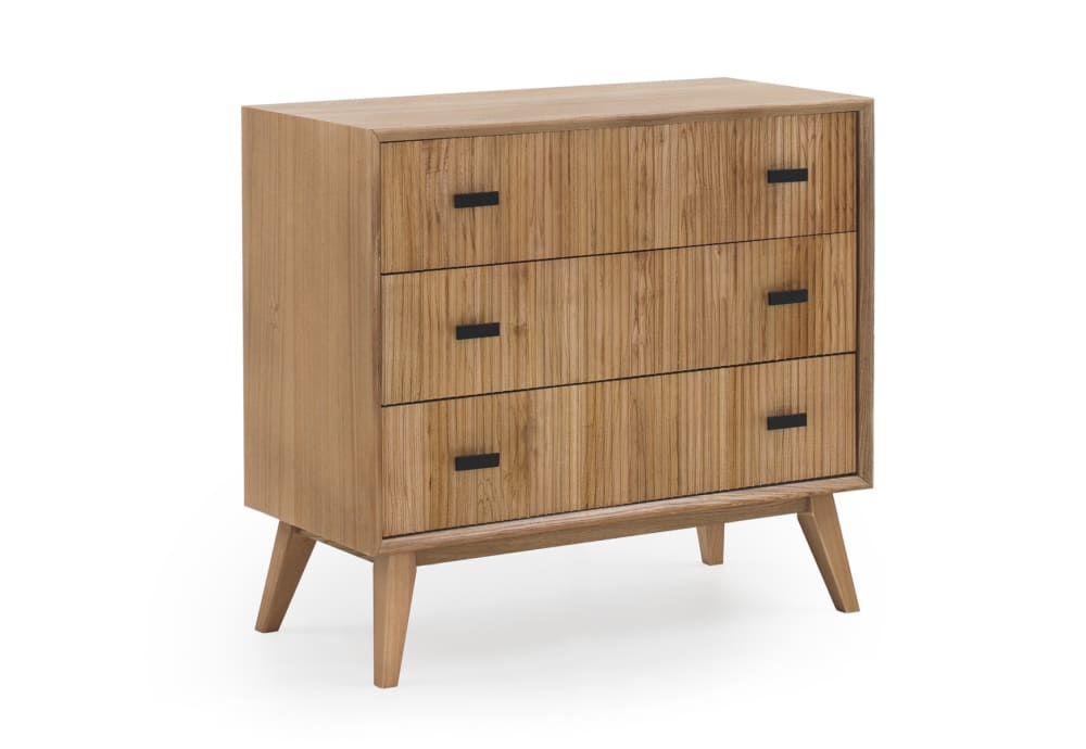 Commode 3 tiroirs plaquée en frêne naturel