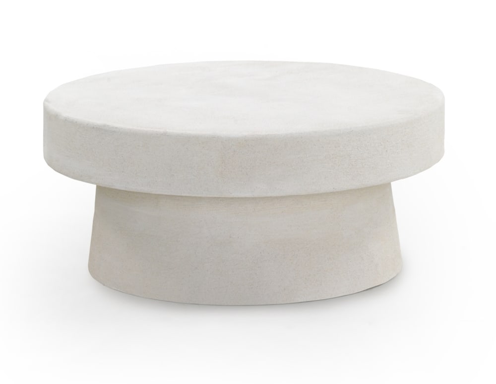 Table basse en polyrésine couleur ciment blanc