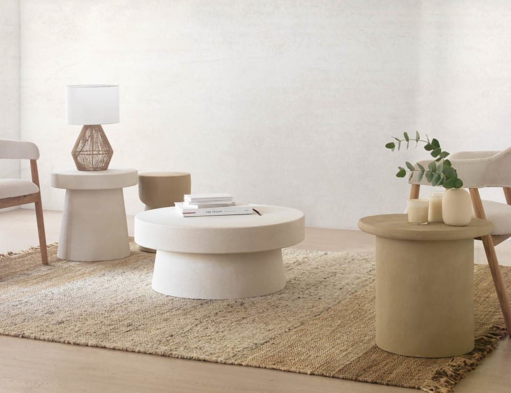 Couchtisch aus Polyresin, Betonoptik, weiß - Maisons Du Monde