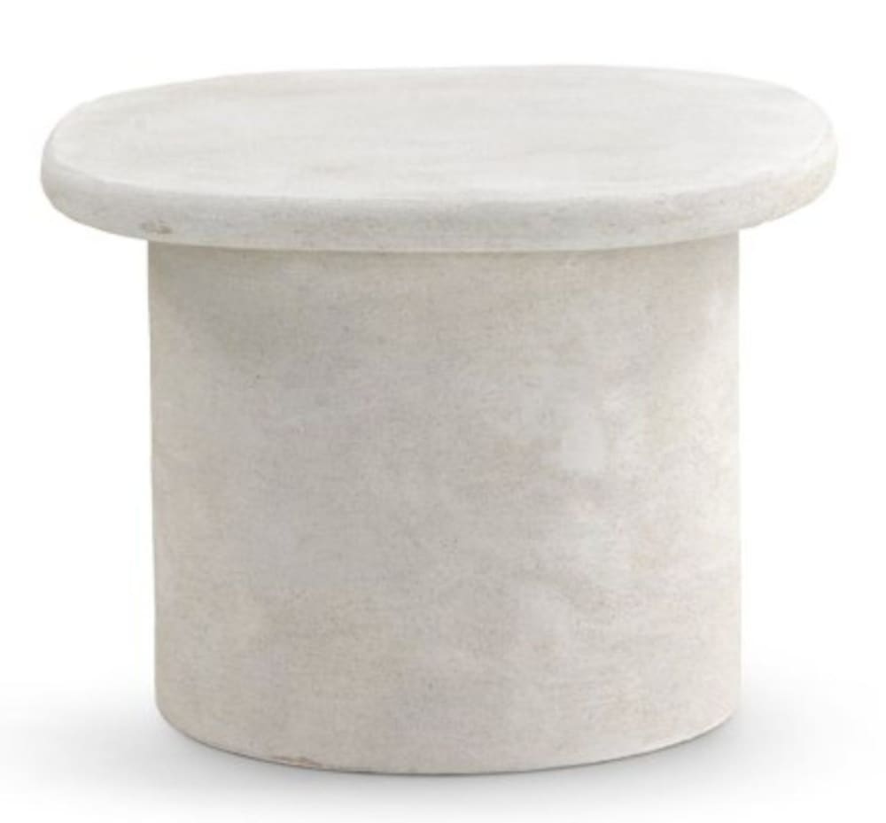 mesa de centro color cemento blanco de poliresina