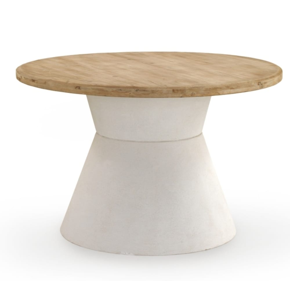 Table de salle à manger en bois d'épicéa et base en polyrésine