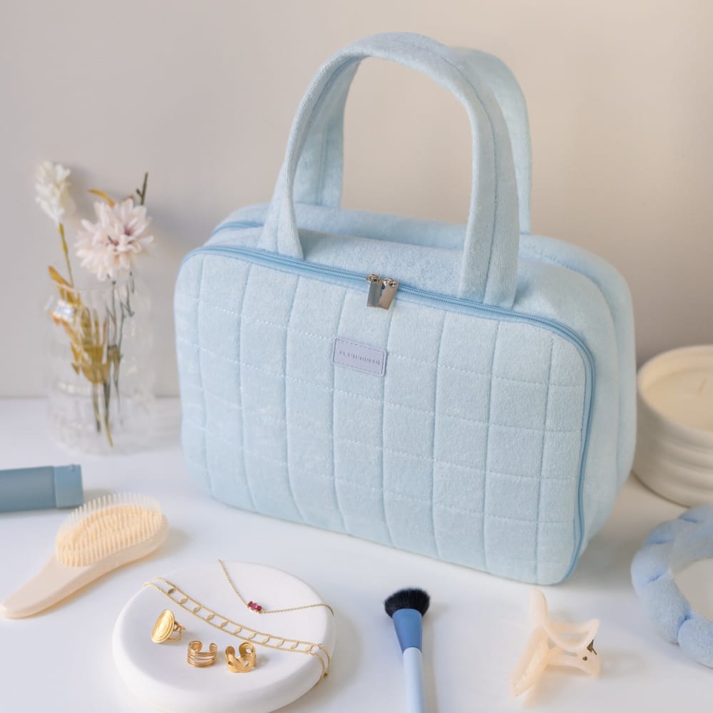 Trousse de maquillage suspendue polyester tissu terry bleu — vue 3