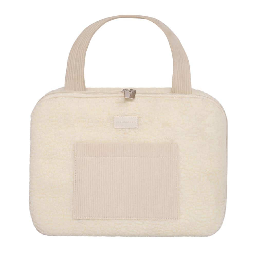 Trousse de maquillage suspendue polyester tissu teddy beige — Beyit
