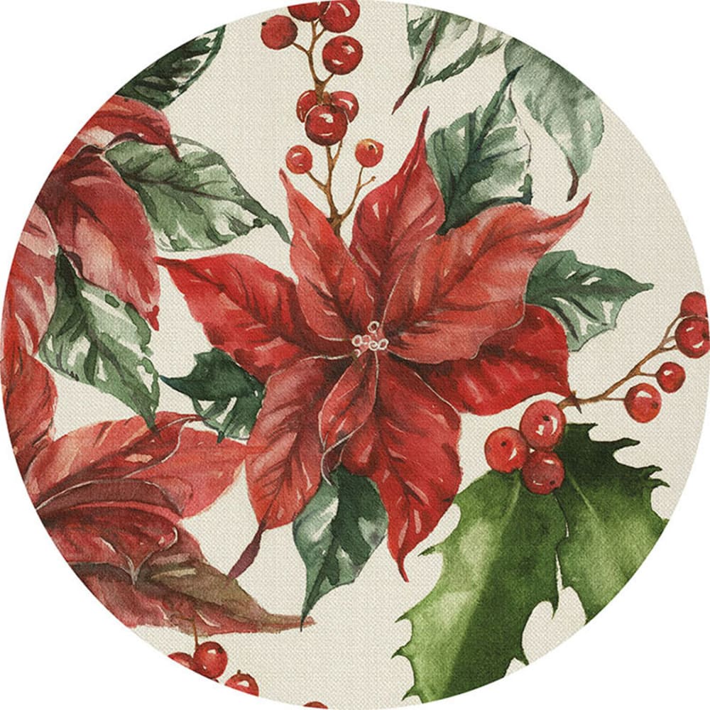 Lote de 4 manteles individuales de vinilo navidad flores rojas