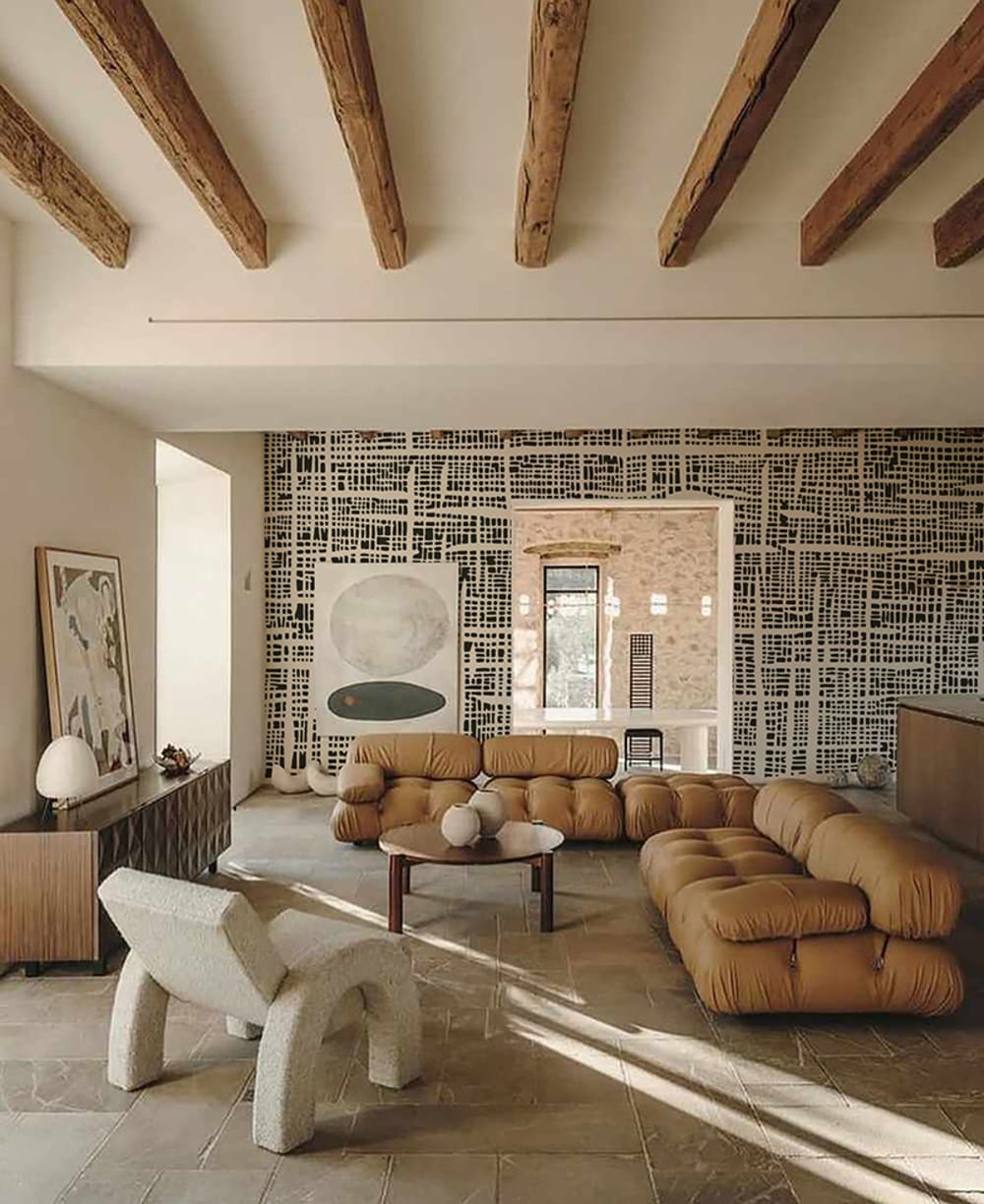 Papier peint panoramique géométrique noir – h250 x l600 cm (12 lés)