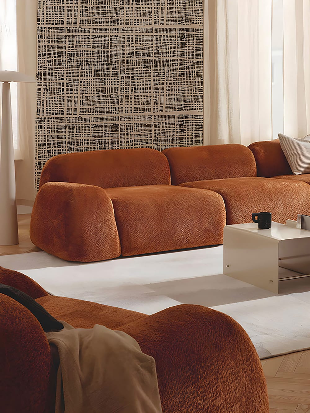 Papier peint panoramique géométrique noir – h250 x l600 cm (12 lés) — vue 3