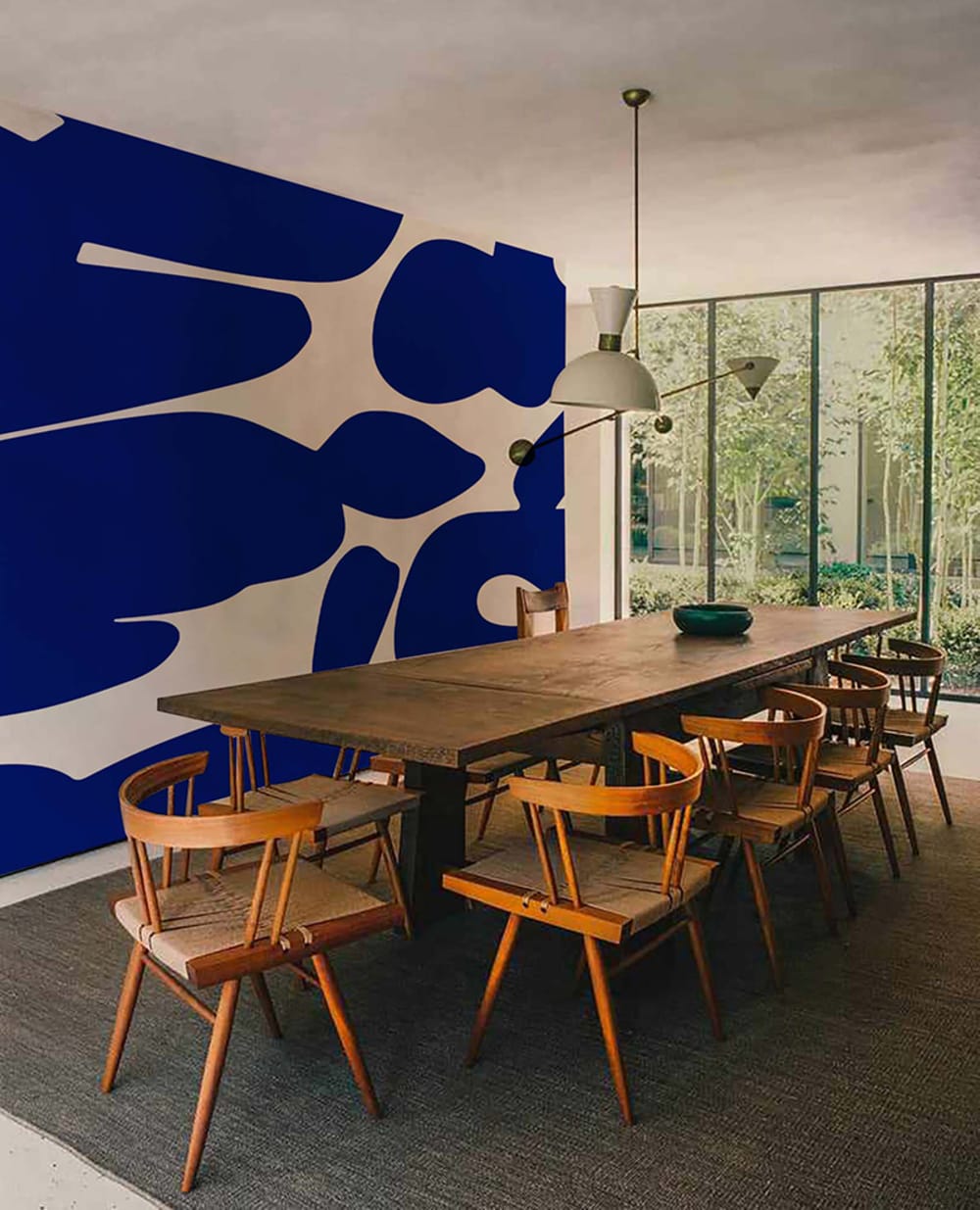Papier peint panoramique graphique bleu – h300 x l300 cm (6 lés)