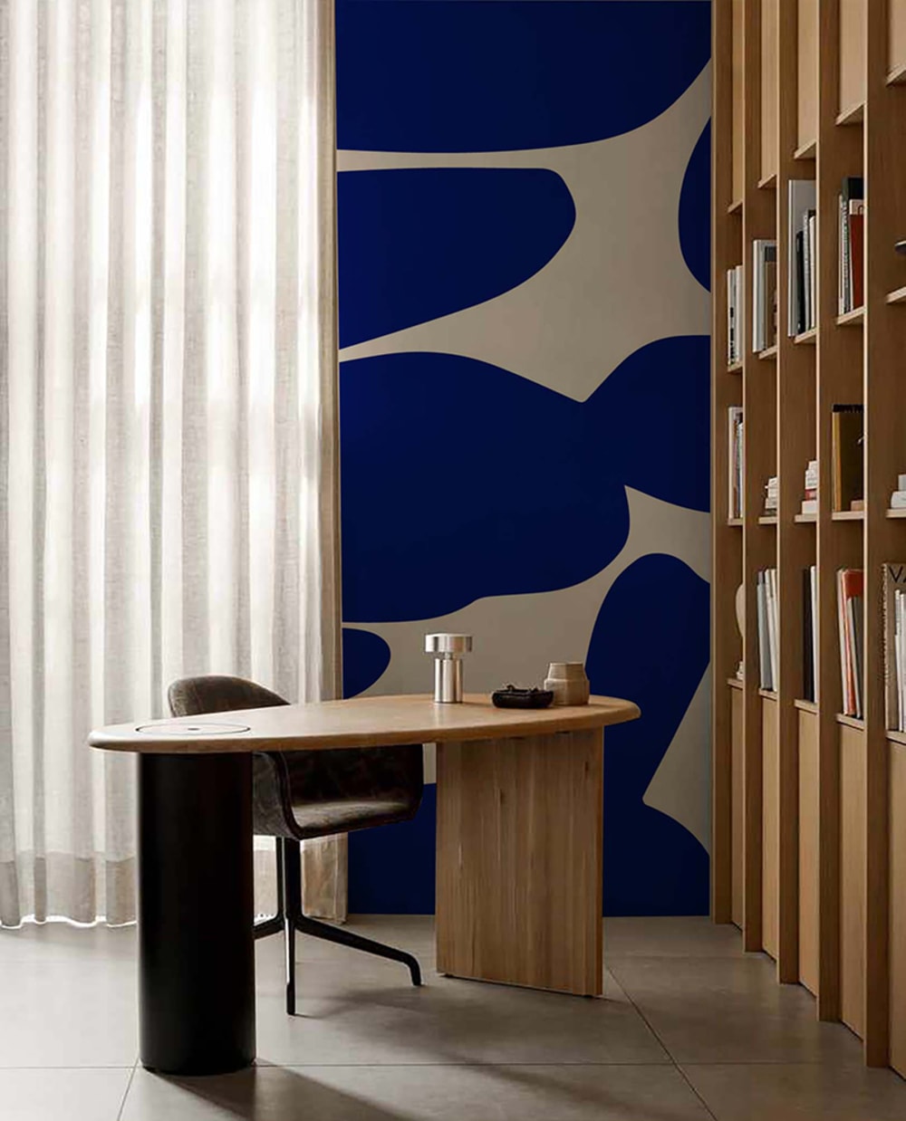 Papier peint panoramique graphique bleu – h300 x l300 cm (6 lés) — vue 4