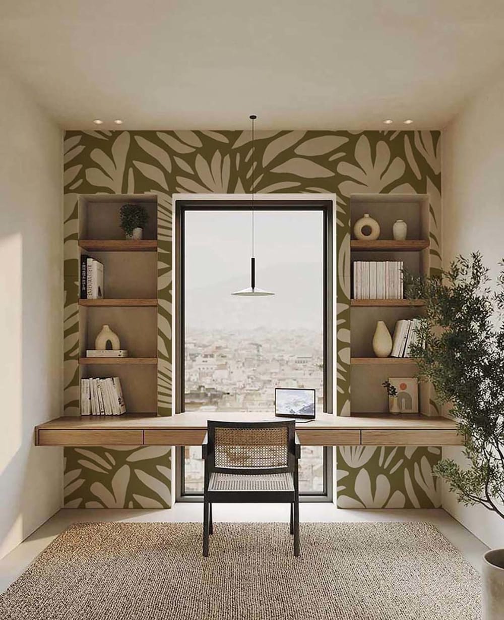 Papier peint panoramique bohème vert – h250 x l300 cm (6 lés) — vue 3