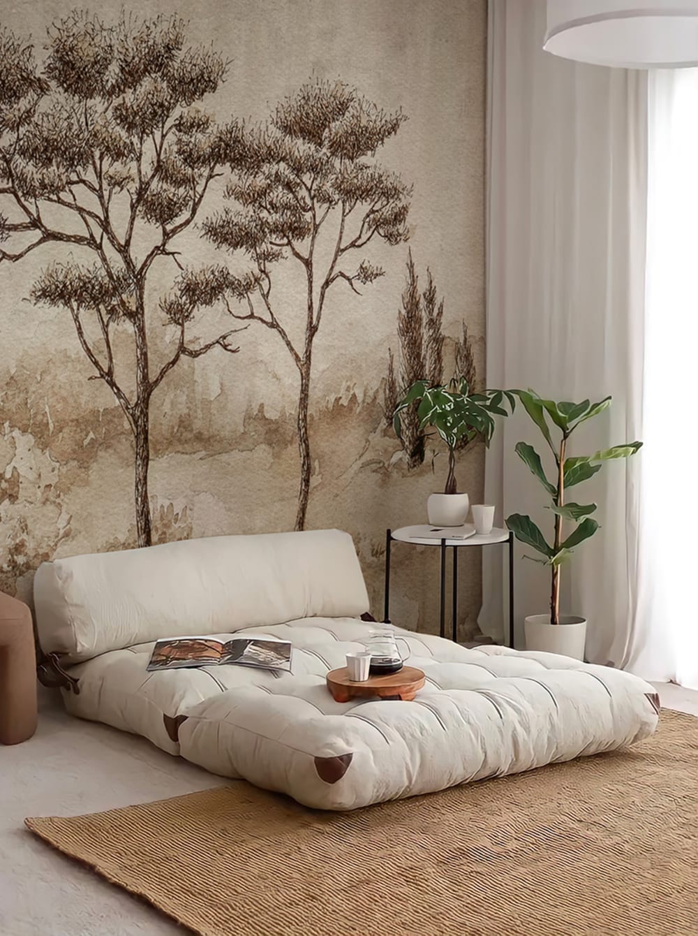 Papier peint panoramique dessin beige – h250 x l300 cm (6 lés) — vue 3