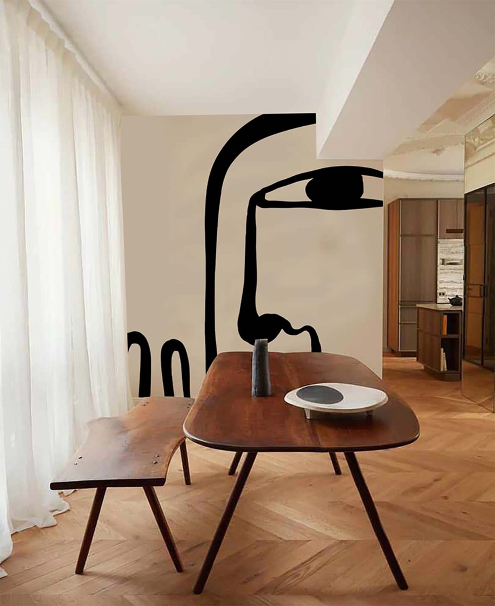 Papier peint visage noir – h300 x l200 cm (4 lés) — vue 3