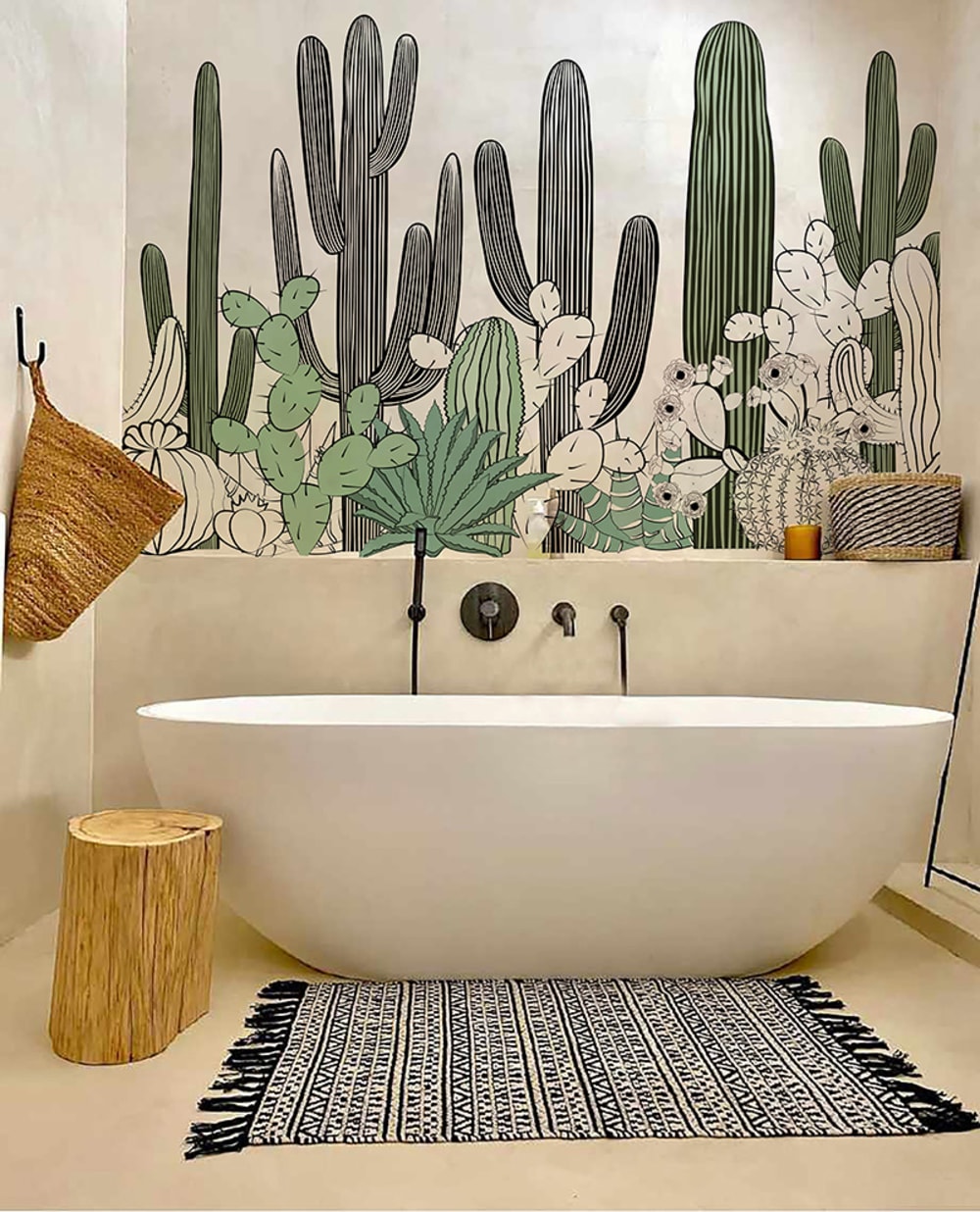 Papier peint panoramique cactus vert – h250 x l350 cm (7 lés)