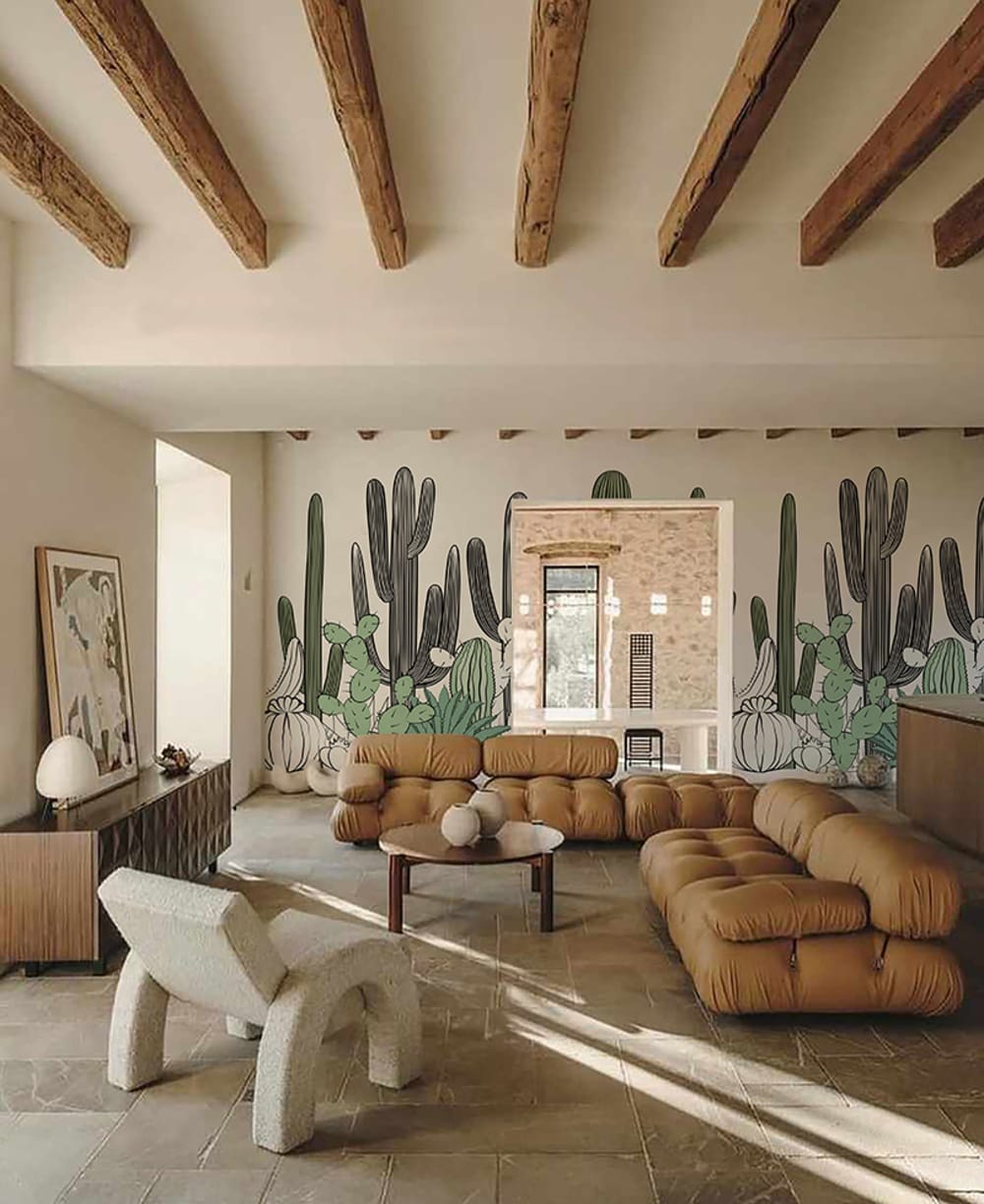 Papier peint panoramique cactus vert – h250 x l350 cm (7 lés) — vue 3
